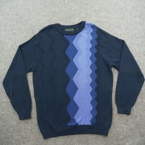 Vintage Tundra Canada Sweater Mens Large Blue Knit Pullover Geometric 90s